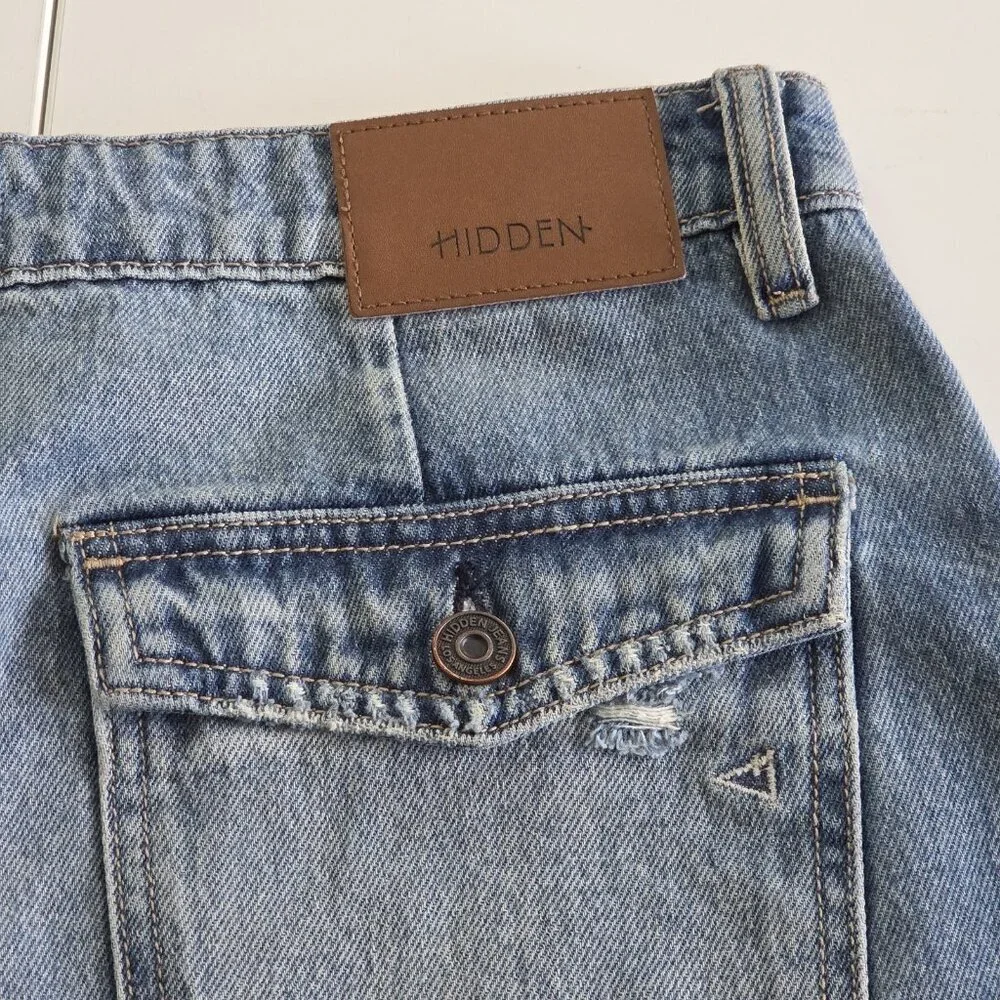 Hidden LA Shorts Women L Blue Distressed Cotton Beach Hippie Raw Hem 4182M-DK - Picture 14 of 16